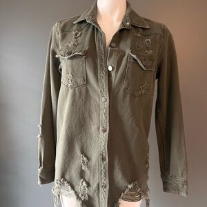American Bazi Olive Denim Jacket